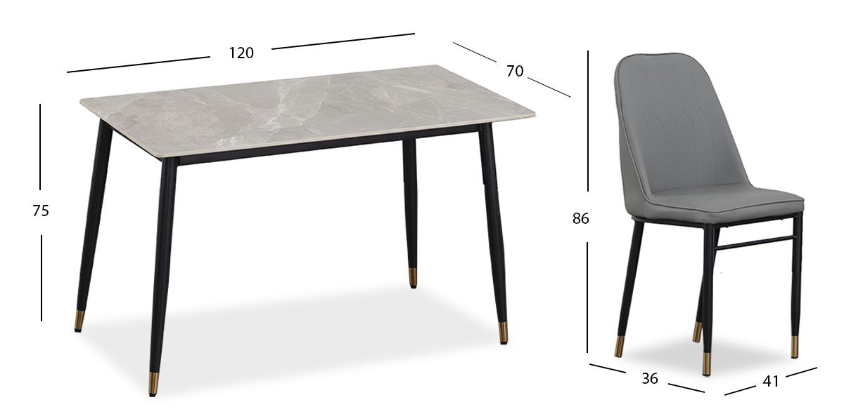 Comedor Rectangular Munich PL Gris 5 Piezas