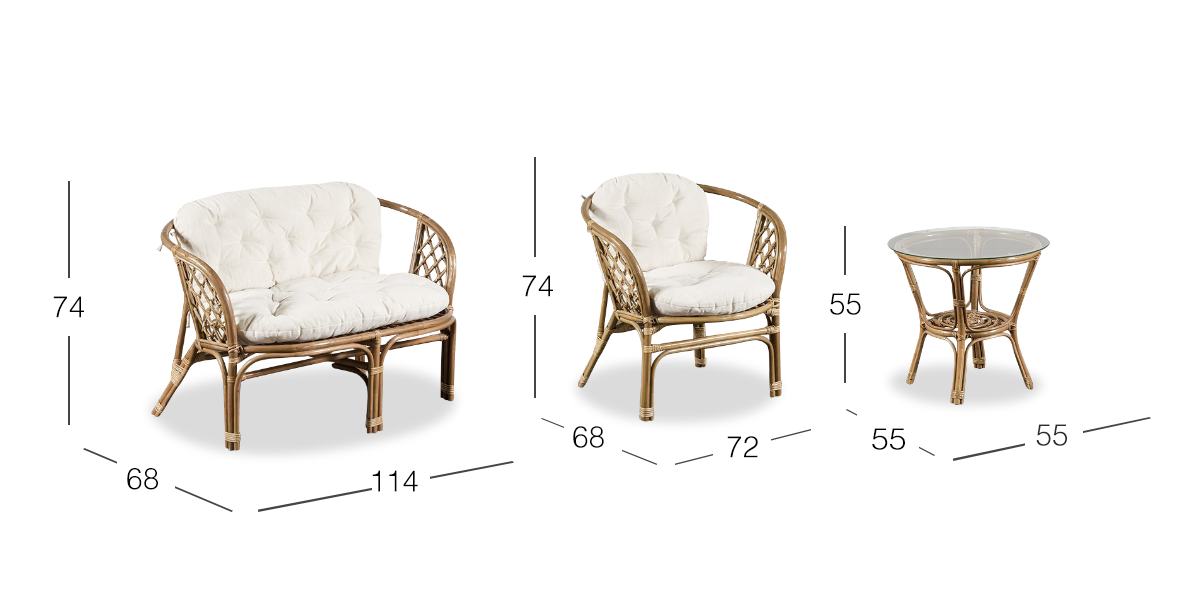Juego De Jardín 4 Piezas Bahama Living Set Rattan
