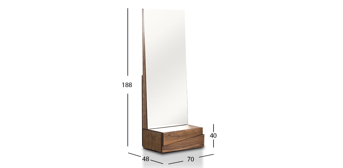 Espejo Vertical Con Cajón Kala Nogal   