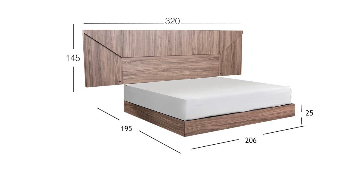 Cama Con Luz King Size Eslovenia Café Nogal