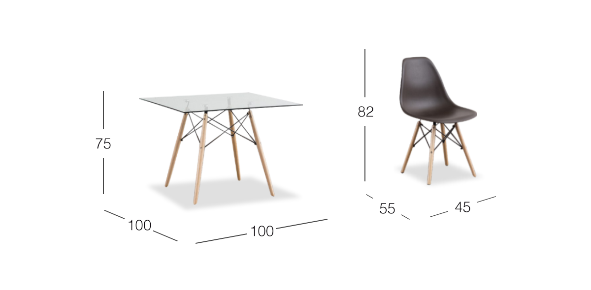 Comedor Cuadrado Atlas Con Sillas Chocolate