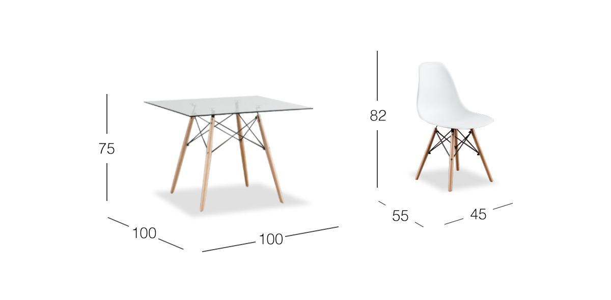 Comedor Cuadrado Atlas Con Sillas Blanco