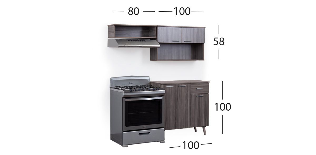 Cocina 180 Cm Sicilia Gris 