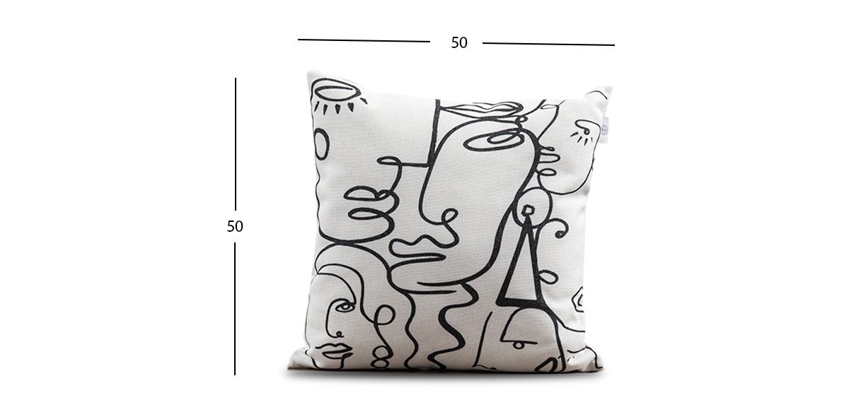 Cojín Decorativo Faces Black Multicolor