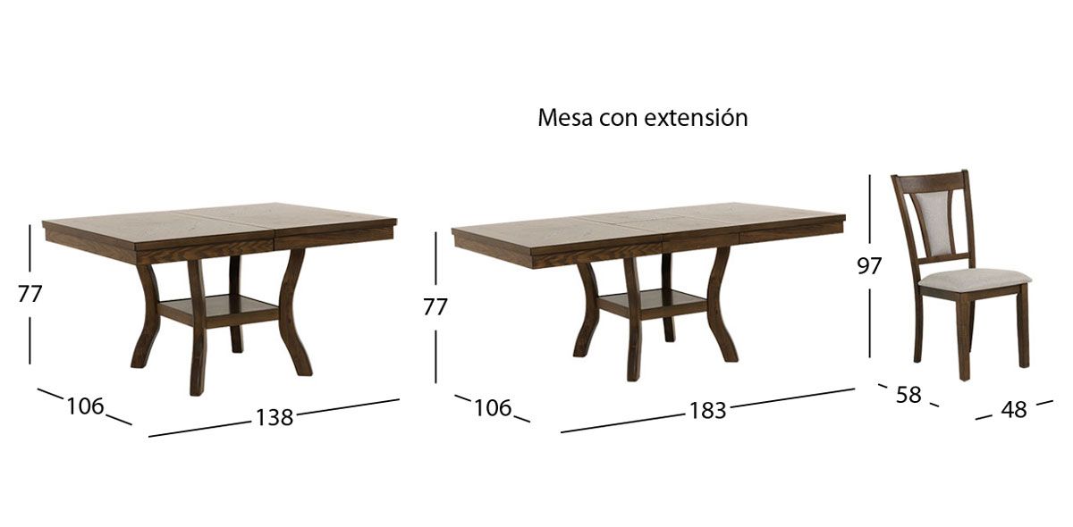 Comedor Con Extensión Revilla Gris 7 Piezas