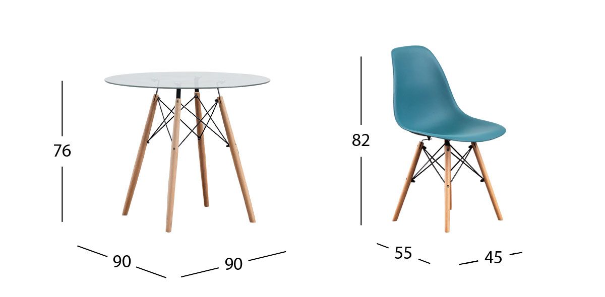 Comedor Redondo Con Sillas Atlas Azul