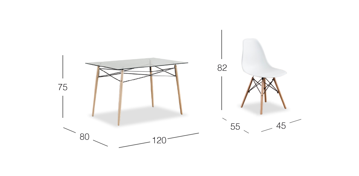 Comedor Rectangular Atlas Con Sillas Blanco