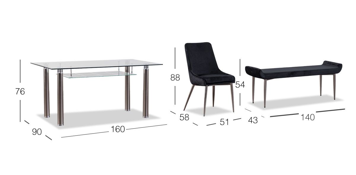 Comedor Rectangular Enkel II Negro 6 Piezas