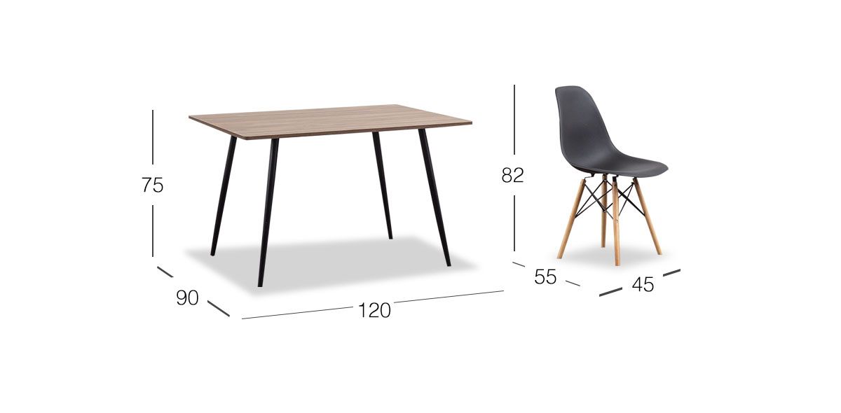 Comedor Rectangular Marla Con Sillas Atlas CR Negro 5 Piezas