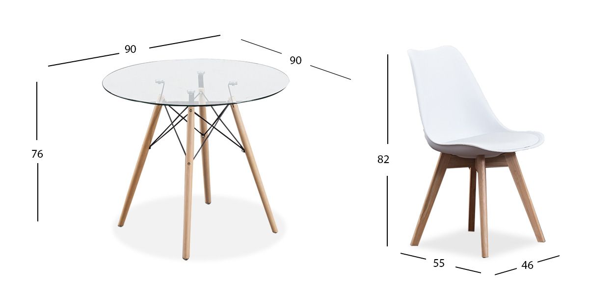 Comedor Redondo Atlas PL Con Sillas Arthus Blanco 5 Piezas