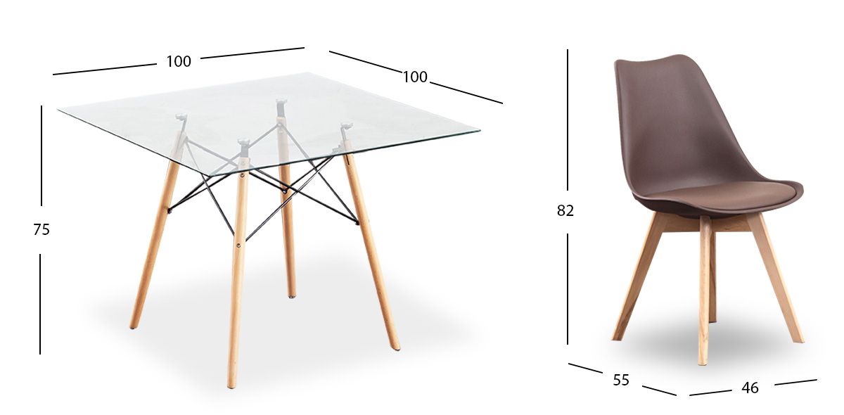 Comedor Cuadrado Atlas Con Sillas Arthus Café