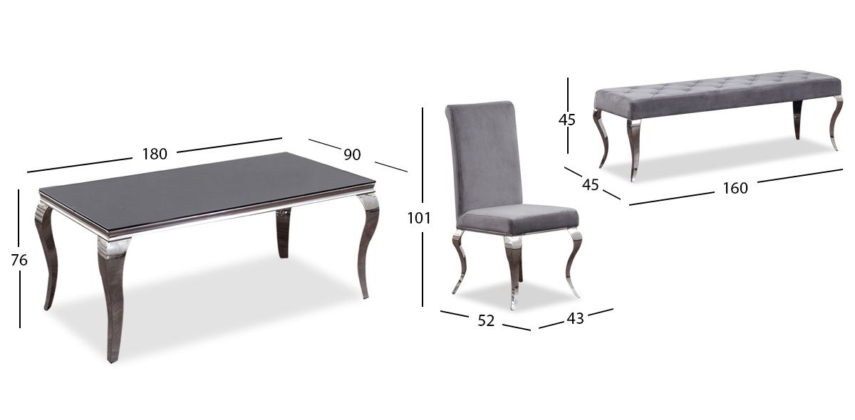 Comedor Rectangular Elenor Gris Cristal