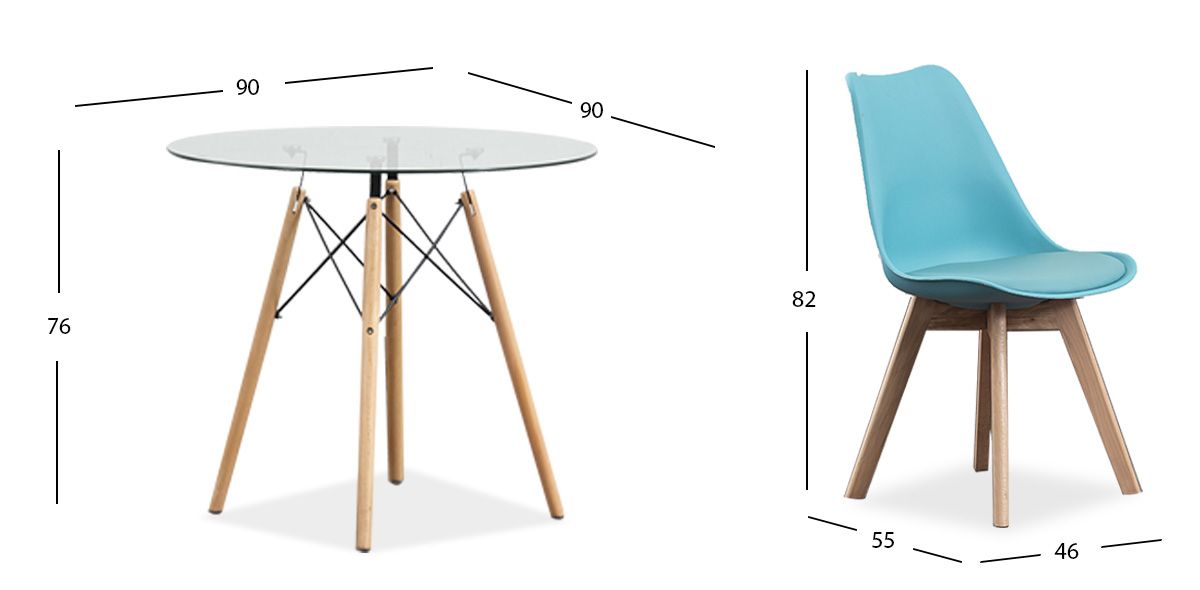 Comedor Redondo Atlas PL Con Sillas Arthus Azul 5 Piezas
