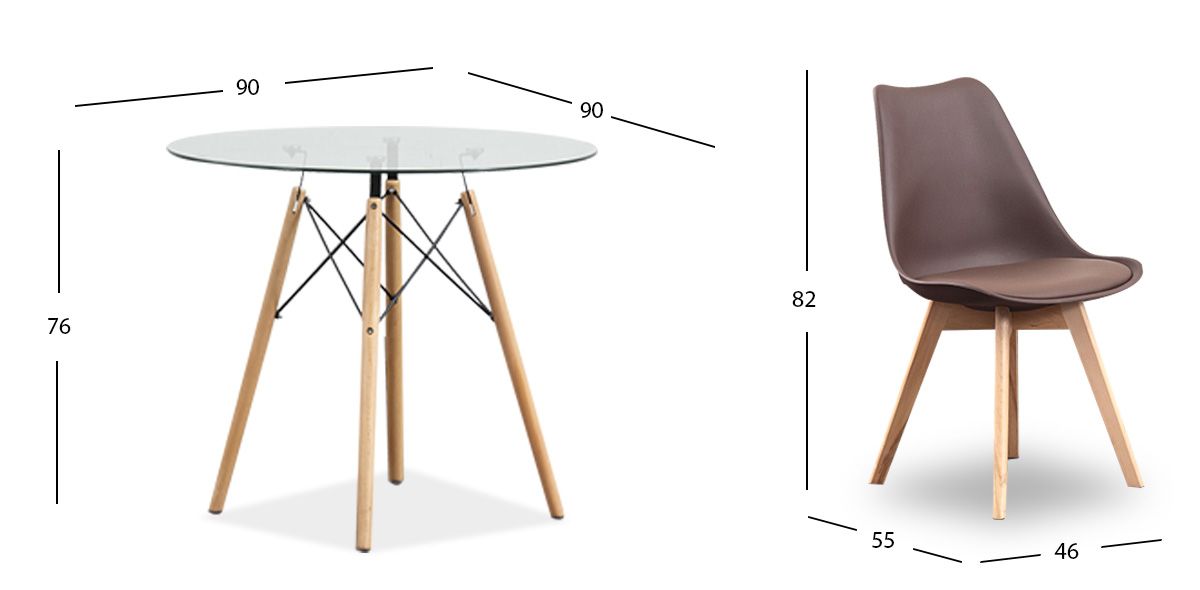 Comedor Redondo Atlas PL Con Sillas Arthus Café 5 Piezas