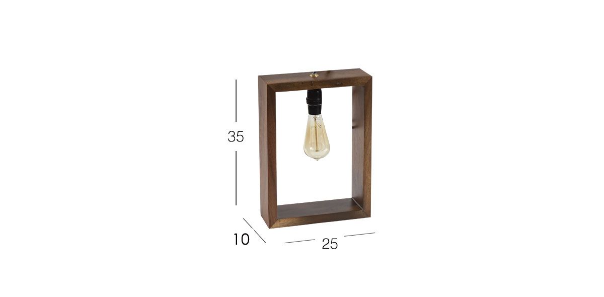 Lámpara De Mesa Con Foco Decorativo Cuadra Parota