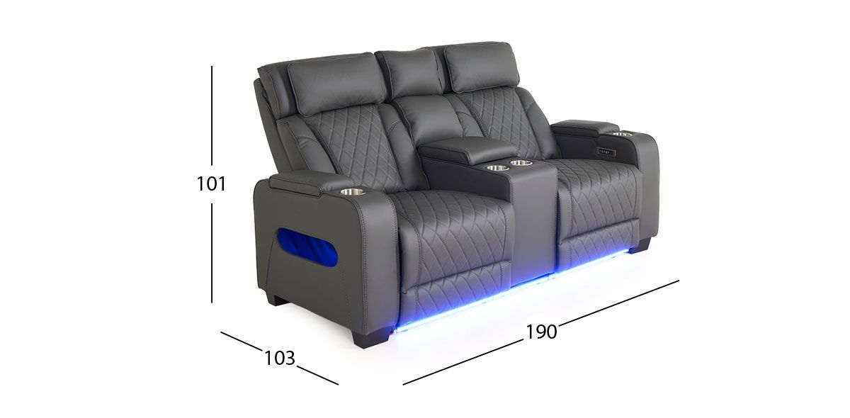 Sofá 2 Plazas Con Reclinables Eléctricos Jetour Gris Oxford