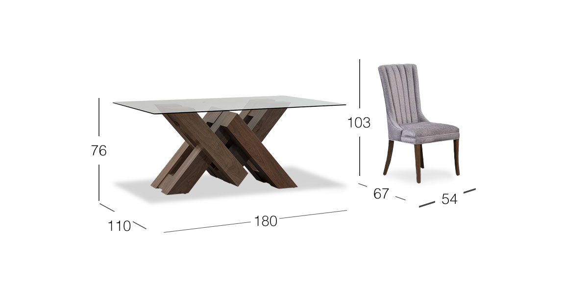 Comedor Rectangular 180 Cm Penthouse Plata 7 Piezas