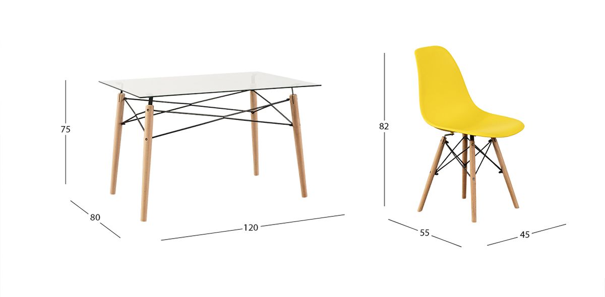 Comedor Rectangular Con Sillas Atlas PL Amarillo