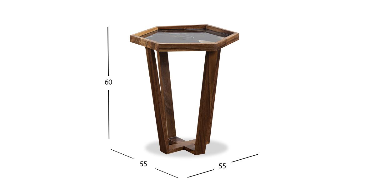 Mesa Lateral Hexagonal Grande Victory Negro Cristal