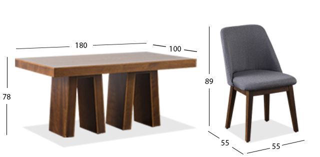 Comedor Odette PL Con Sillas Olaf Gris 7 Piezas
