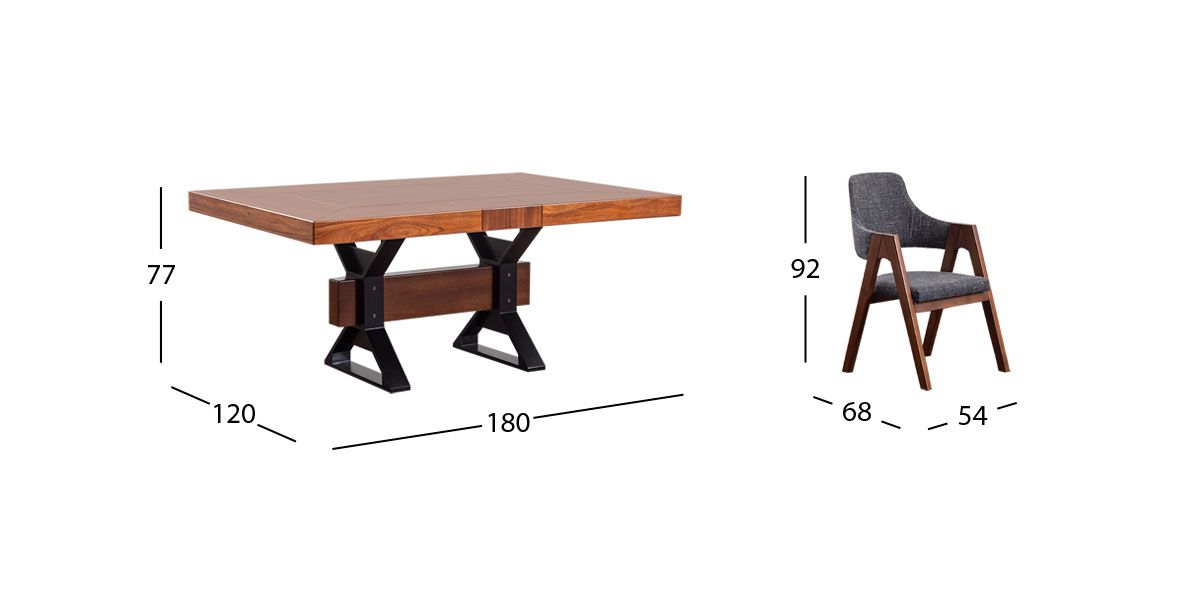  Comedor Estocolmo Con Sillas Gris 7 Piezas