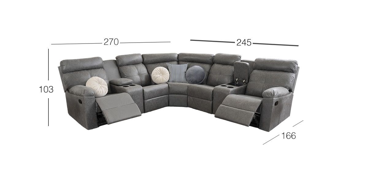 Sala Modular Con Reclinable Liam Gris 