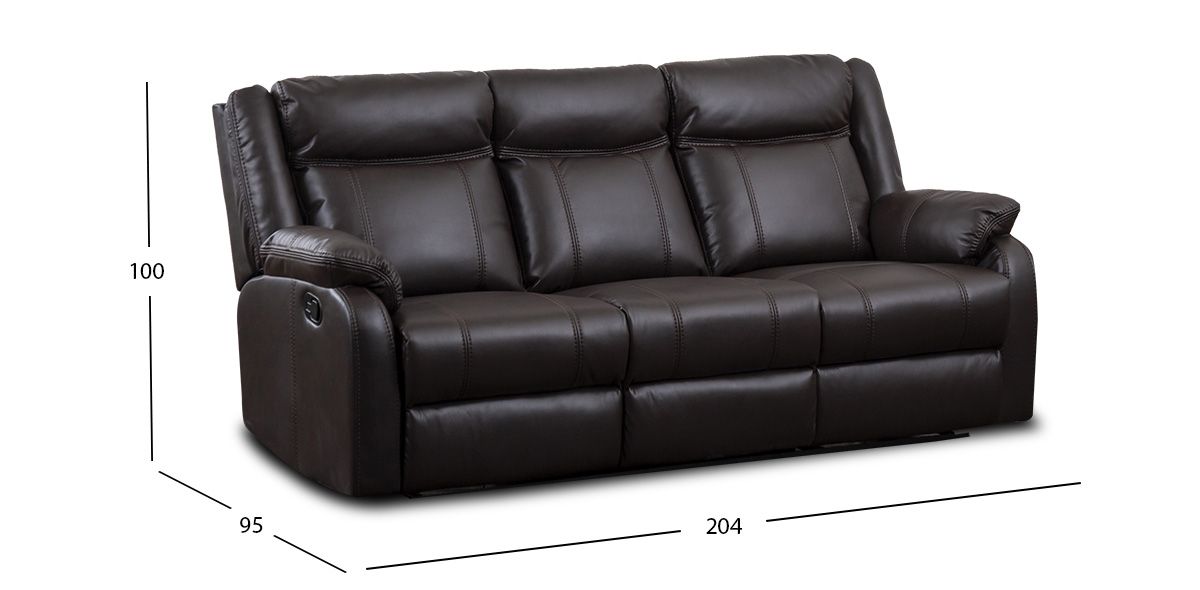 Sofá 3 Plazas Reclinable Wagner Chocolate