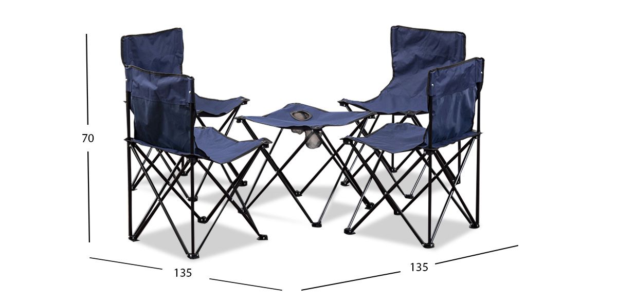 Set De Jardín Plegable Forest Azul 5 Piezas 
