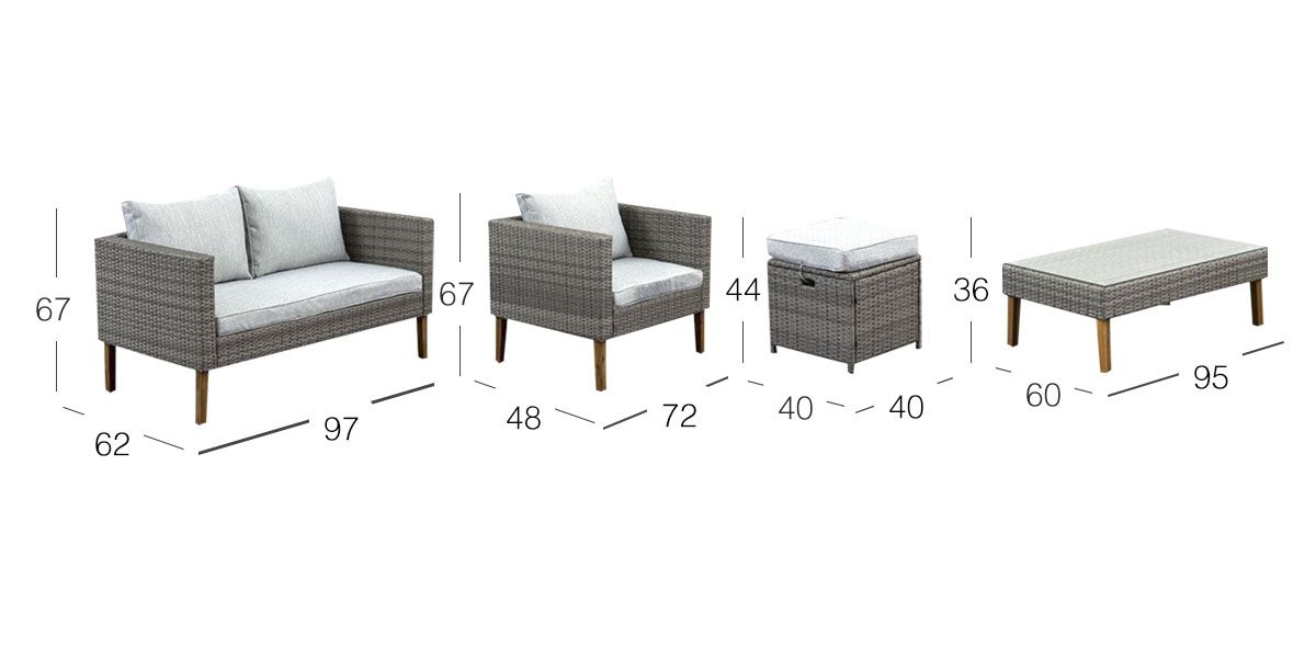 Set De Jardín Rectangular Juno Gris