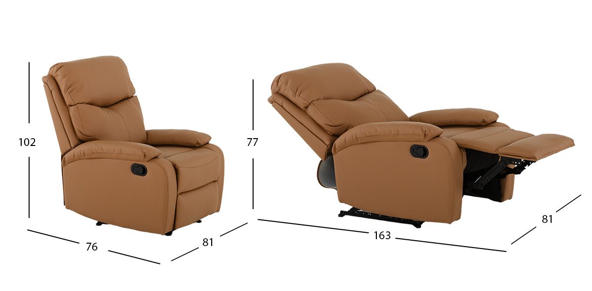 Sillón Piel Con Reclinable Corso Café