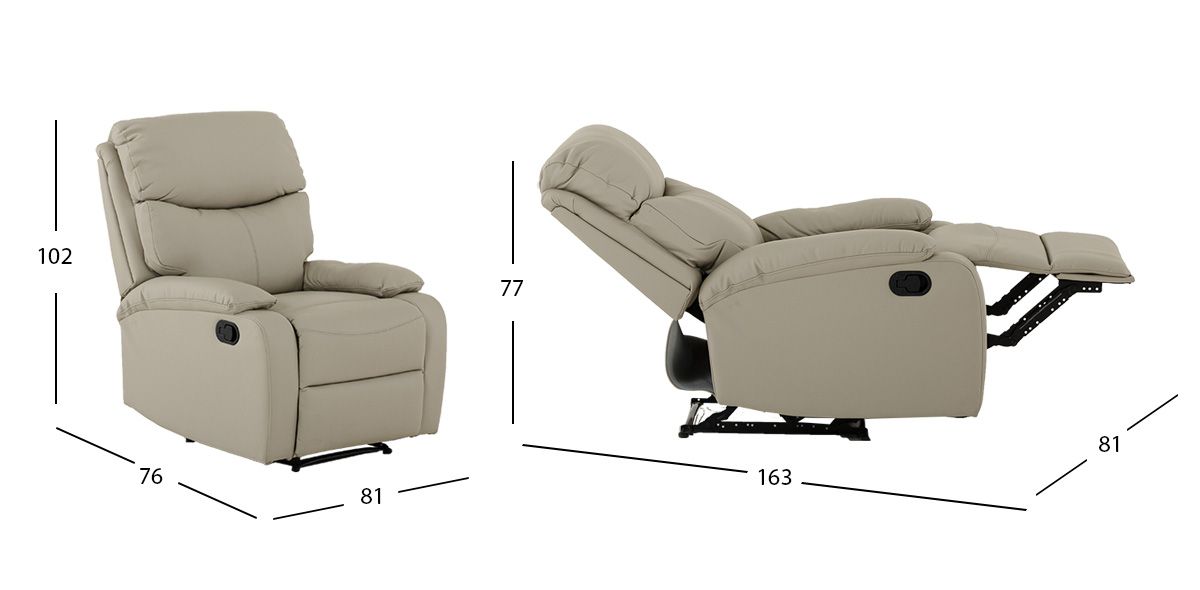 Sillón Piel Con Reclinable Corso Gris