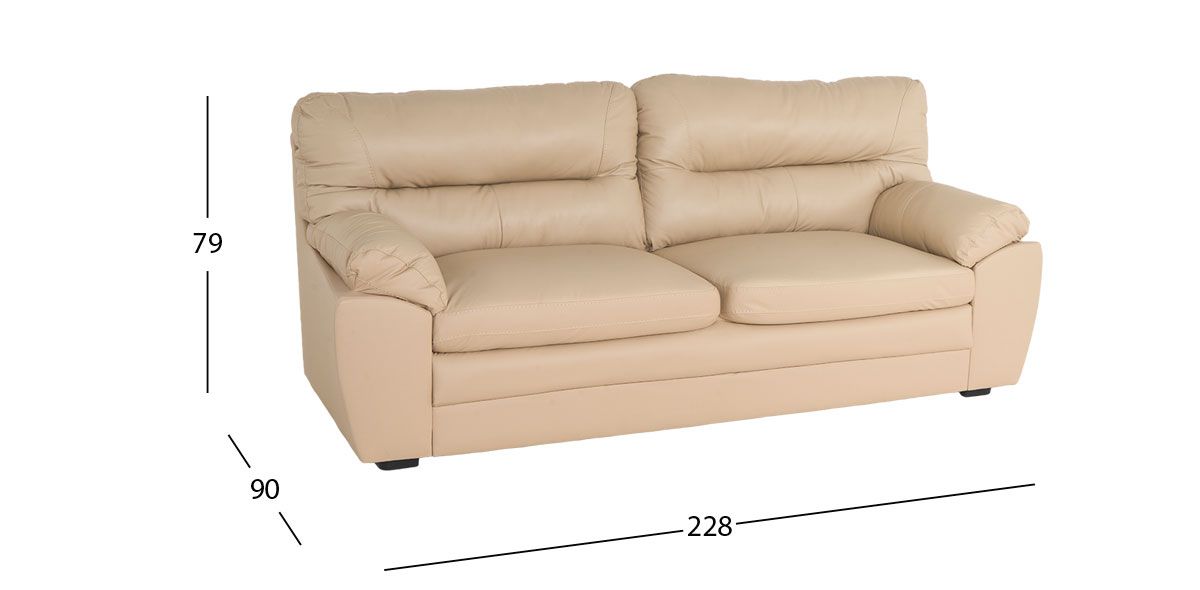Sofá 3 Plazas Piel Pisa Beige
