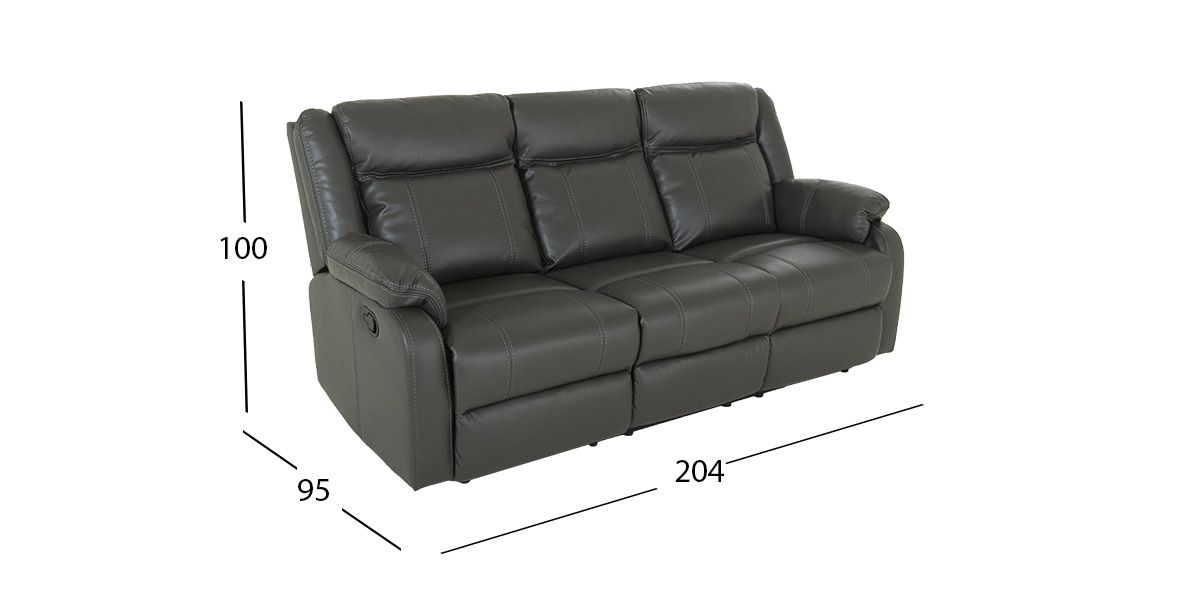 Sofá 3 Plazas Reclinable Wagner Gris 