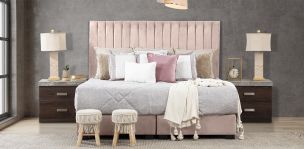 Cabecera King Size Megan Palo De Rosa Terciopelo