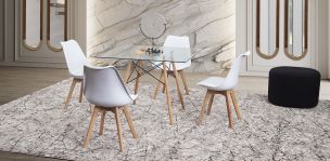 Comedor Cuadrado Atlas Con Sillas Arthus Blanco