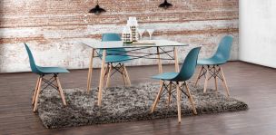 Comedor Rectangular Atlas Con Sillas Azul