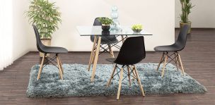 Comedor Cuadrado Atlas Con Sillas Negro 5 Piezas