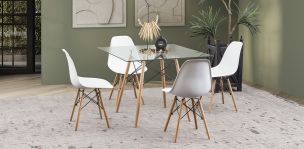 Comedor Cuadrado Atlas Con Sillas Blanco