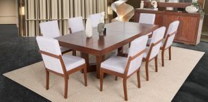Comedor Rectangular 240 Cm Creta Blanco Winter 9 Piezas