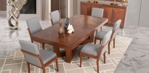 Comedor Rectangular Creta Con Sillas Gris Charcoal 240 Cms