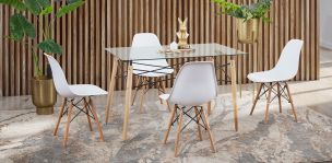 Comedor Rectangular Atlas Con Sillas Blanco