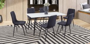 Comedor Rectangular Clever Negro 7 Piezas