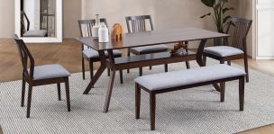 Comedor Rectangular 180x90 Cm Nahia Gris 6 Piezas 