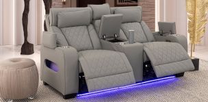 Sofá 2 Plazas Con Reclinables Eléctricos Jetour Gris Claro