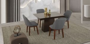 Comedor 120 Cm Montreal Con Sillas Olaf PL Gris 5 Piezas