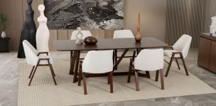 Comedor Rectangular Valenza Beige 7 Piezas