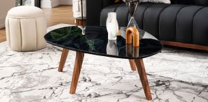 Mesa De Centro Cuarzo Golden Negro Grande
