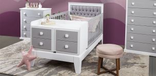Cuna 2 Buros Melody Blanco/Gris Capitonada
