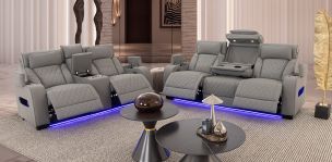 Sala Con Reclinables Eléctricos Jetour Gris Claro