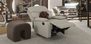 Sillón Piel Con Reclinable Corso Gris
